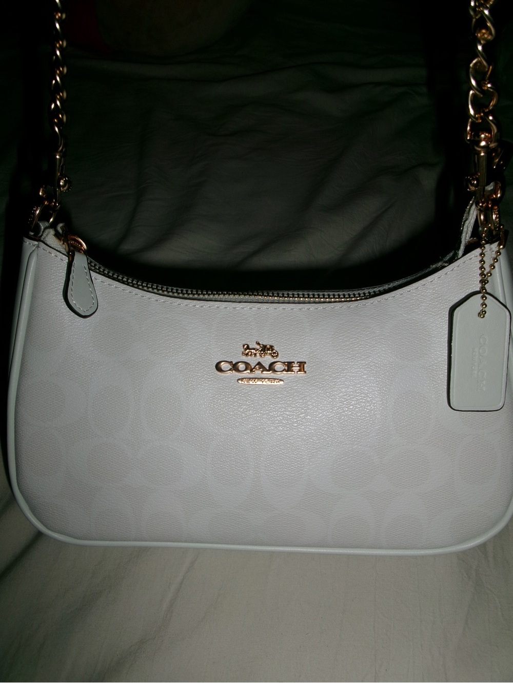 Coach White Teri Shoulder Bag with Gold Hardware